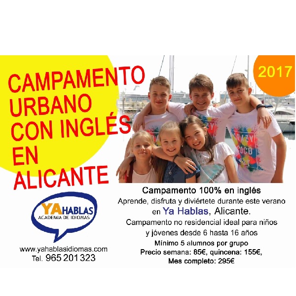 CAMPAMENTOS DE VERANO 2017 INGLÉS ALICANTE